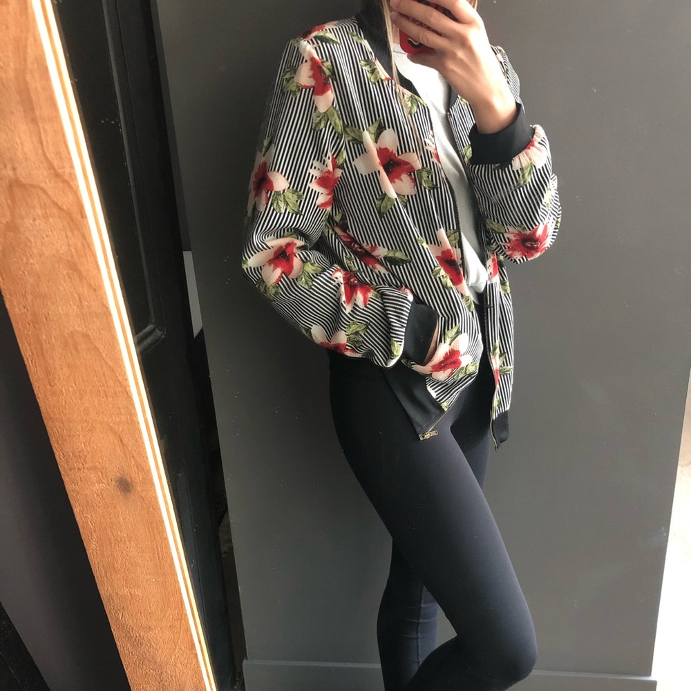 ❌SOLD❌ Striped Bomber Jacket
